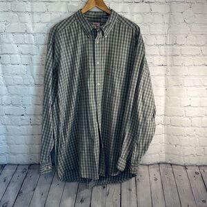 Levi’s Dry Goods 2 Horse Brand Mens Gray Tan Long Sleeve Button Down Shirt XL
